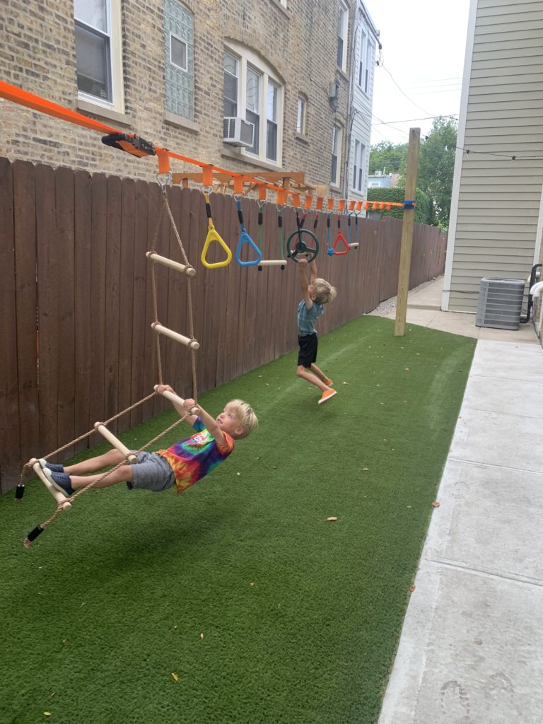 Playground artificial turf install for home in Chicago