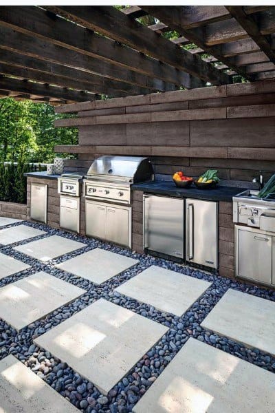 Warm outdoor kitchen style with modern touches