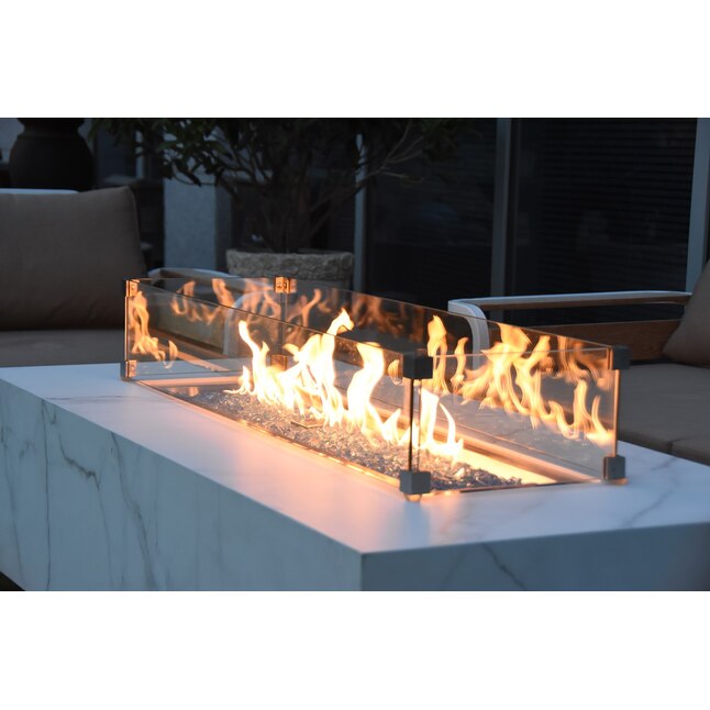 modern fire table install for outdoor fire feature